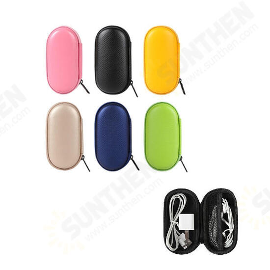 Universal PU Box Storage Package Case Oval Shape for Finger Spinner Data Cable Charger Earphone