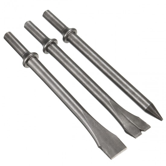 3 Pcs 7inch Length Air Hammers Punch Chipping Chisel Set Round Bar Tool Accessory