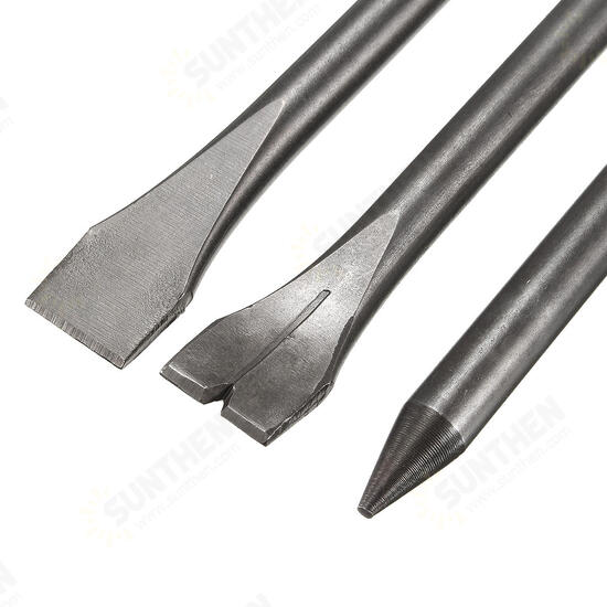 3 Pcs 7inch Length Air Hammers Punch Chipping Chisel Set Round Bar Tool Accessory