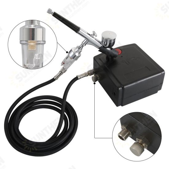 TC-100 Mini Air Pump Airbrush Set with Compressor 0.3mm Sprayer Airbrush Kit for Nail Airbrush for Model/Cake/Car Painting