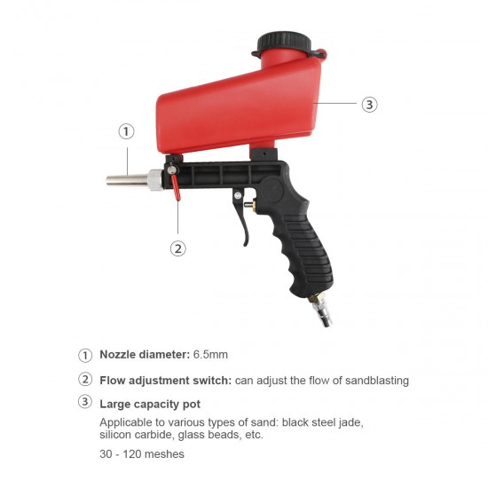 Portable Gravity Pneumatic Sandblaster Sprayer Tool Sandblasting Machine Removing Spot Rust