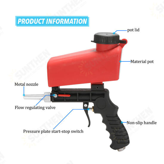 Portable Gravity Pneumatic Sandblaster Sprayer Tool Sandblasting Machine Removing Spot Rust