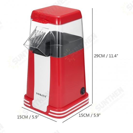 SK-289 Popcorn Maker 1200W Powerful Electric Popcorn Machine with Anti-slip Foot Pad Easy Operation, Less Oil