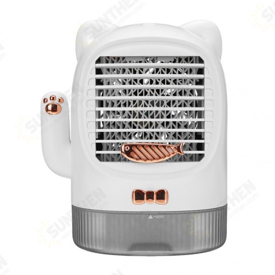 3 in 1 Mini USB Sterilizing Humidifying Air Cooler Lucky Cat Charging Air Conditioner Desktop Air Cooler Small Fan