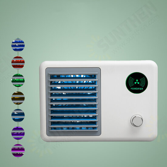 400ml Air Conditioner 3 Speed 7 Color Light 2000mAh Mini USB Air Fan Water-cooled Spray Fan