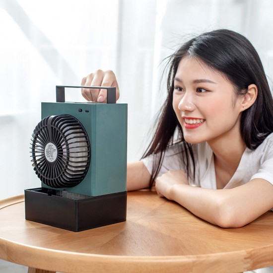 F830 Negative Ion Air Conditioner Air Cooler Desktop Electric Fan Two Blowing Modes Three Gear Wind Speeds with Night Light Low Noise for Home Office