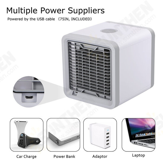 Portable Air Cooler Fan Mini USB Air Conditioner 7 Colors Light Desktop Air Cooling Fan Humidifier Purifier for Office Bedroom