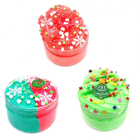 100ML Christmas Cloud Slime Squishy Scented Stress Clay Kids Toy Sludge Cotton Mud Plasticine Gifts