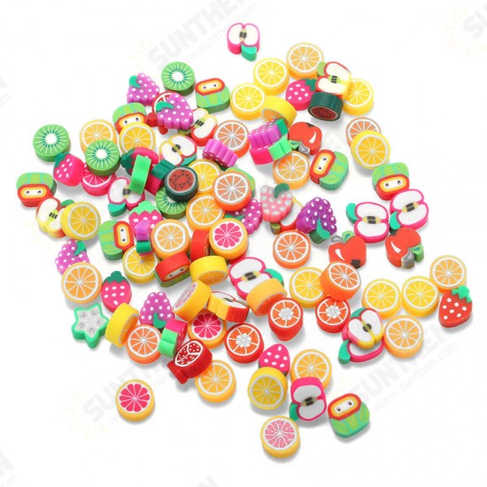 100PCS DIY Slime Accessories Decor Fruit Cake Flower Polymer Clay Toy Nail Beauty Ornament