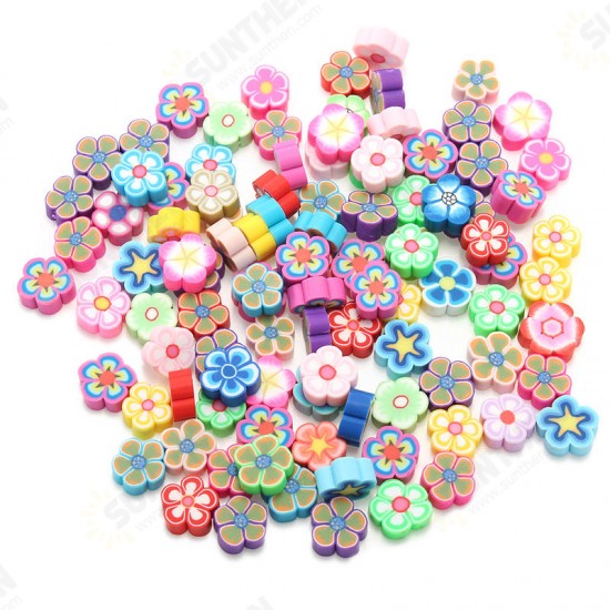 100PCS DIY Slime Accessories Decor Fruit Cake Flower Polymer Clay Toy Nail Beauty Ornament