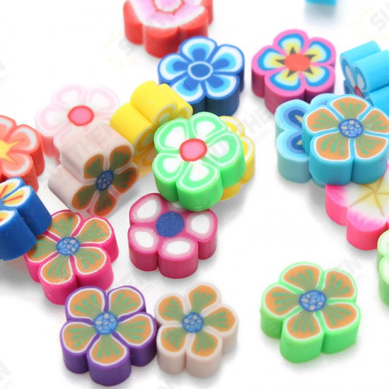 100PCS DIY Slime Accessories Decor Fruit Cake Flower Polymer Clay Toy Nail Beauty Ornament