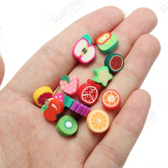 100PCS DIY Slime Accessories Decor Fruit Cake Flower Polymer Clay Toy Nail Beauty Ornament