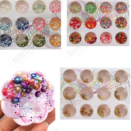 12PCS/Set Handmade Slime DIY Material Colorful Beads Fruit Slice Soft Ceramic Granules Pearl Powder