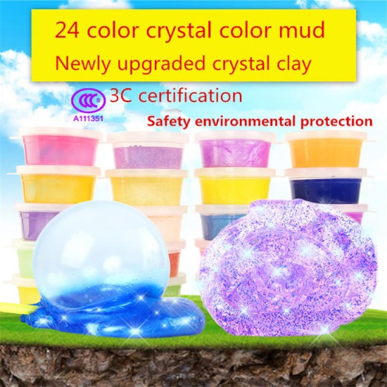 24PCS Colorful Crystal Mud Non Toxic Slime Mud Toys Pinata Luminous Ramen Soil DIY Environmental Toy