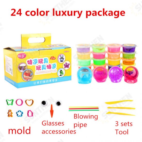 24PCS Colorful Crystal Mud Non Toxic Slime Mud Toys Pinata Luminous Ramen Soil DIY Environmental Toy