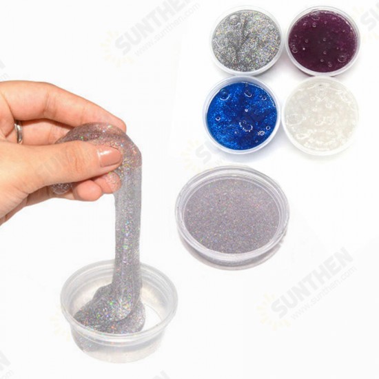 4PCS Slime DIY Glitter Shiny Crystal Clay Rubber Mud Plasticine Toy Gift Stress Reliever