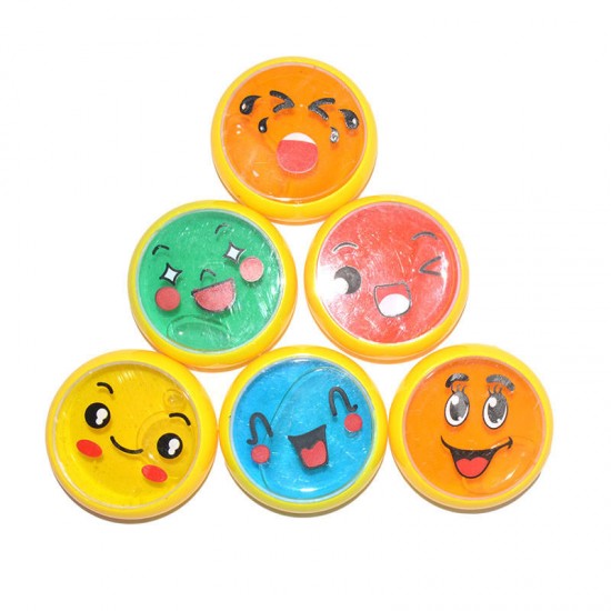6PCS Emoji Face Slime 6cm DIY Crystal Clay Rubber Mud Intelligent Hand Gum Plasticine Toy Gift