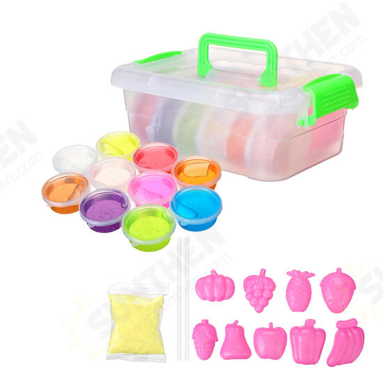 DIY Crystal Slime Kit 10 Colors Fluffy Clay Stress Relief Soft Plasticine Toys