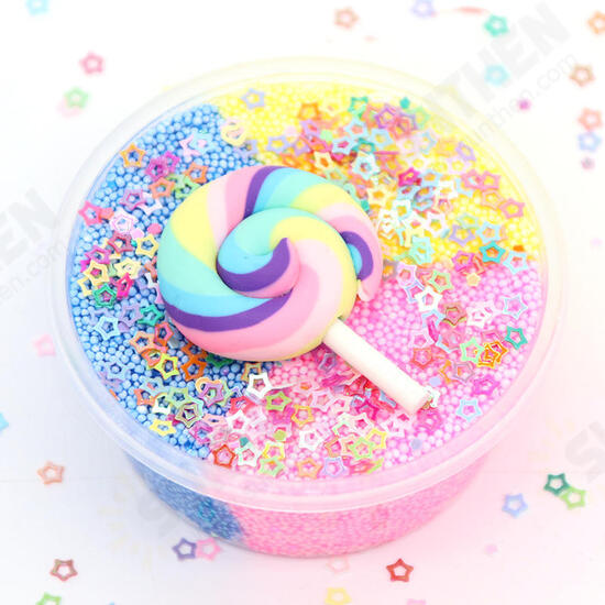 DIY Three Color Slime Lollipop Snowflake Mud Cotton Star Decompression Stress Reliever Toy 60ml