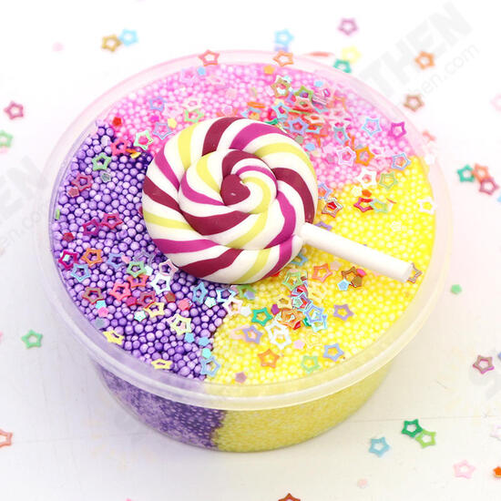 DIY Three Color Slime Lollipop Snowflake Mud Cotton Star Decompression Stress Reliever Toy 60ml