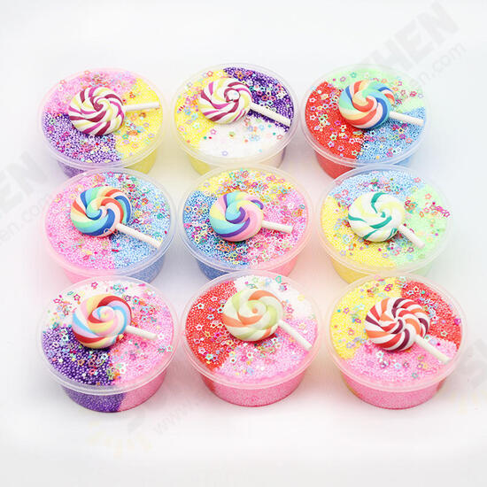 DIY Three Color Slime Lollipop Snowflake Mud Cotton Star Decompression Stress Reliever Toy 60ml