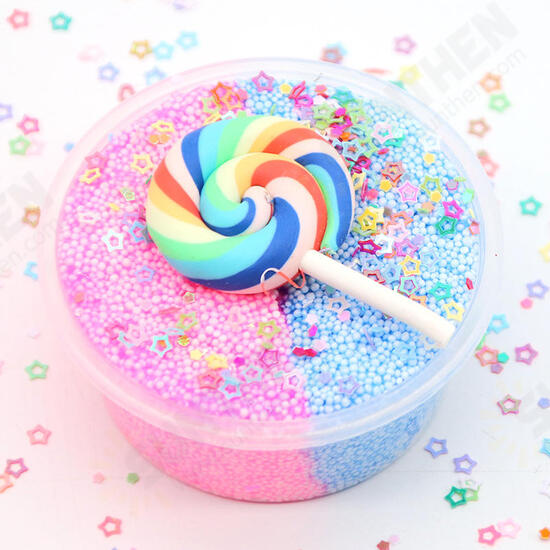 DIY Three Color Slime Lollipop Snowflake Mud Cotton Star Decompression Stress Reliever Toy 60ml