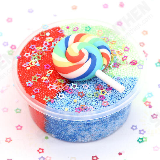 DIY Three Color Slime Lollipop Snowflake Mud Cotton Star Decompression Stress Reliever Toy 60ml