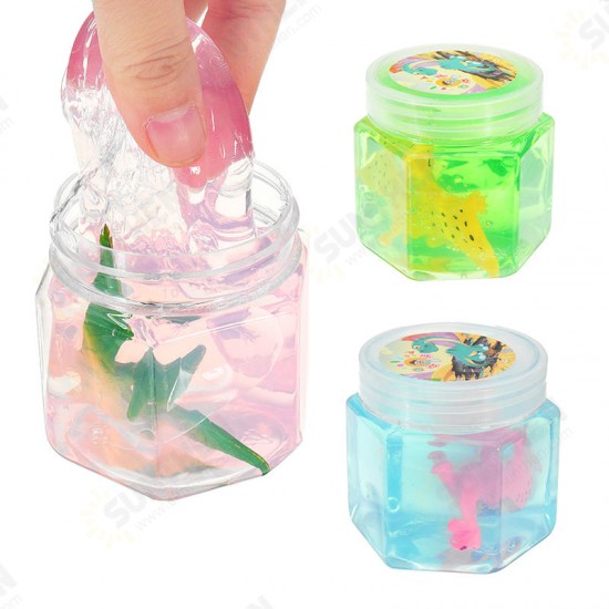 Dinosaur Animal Crystal Mud Hex Bottle Transparent Slime DIY 5.5cm*5.7cm Plasticine Toy Gift