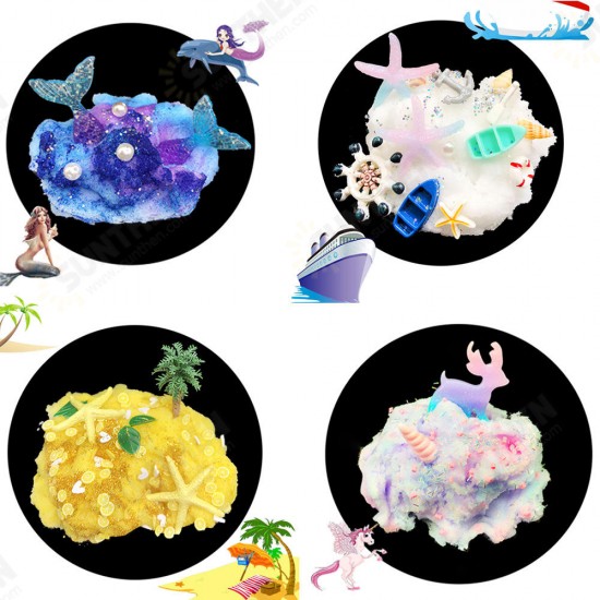 Fluffy Slime Brushed Mud Mermaid Tail Starfish Coconut Tree DIY Slime Set Decompression Toy