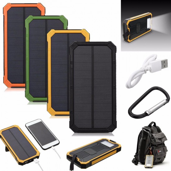 8000mAh Solar Waterproof Portable Charger Dual USB Battery Power Bank