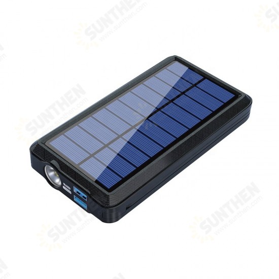 30000mAh Solar Panel Dual USB Waterproof Wireless Charger Power Bank with Type-C Micro USB Input for Samsung Galaxy S21 Note S20 ultra Huawei Mate40 P50 OnePlus 9 Pro