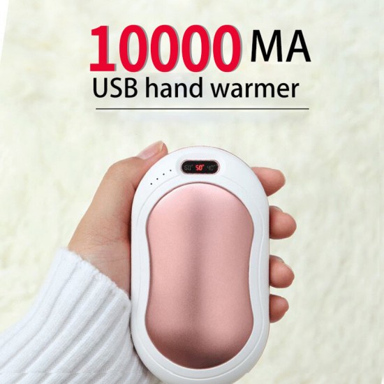 4-In-1 10000mAh USB Rechargeable Electric Hand Warmer Power Bank Fast Charging For iPhone 12 Pro Max Mini With Vibration Massage LED Flashlight