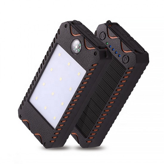 DIY 10000mAh LED Flashlight Portable Solar Fast Charging Power Bank Case For iPhone XS 11Pro Huawei P30 Pro Mate 30 S20 5G