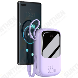 22.5W 20000mAh Power Bank External Battery Power Supply With 20W USB-C PD QC4.0+22.5W QC3.0+22.5W Type-C Cable Output Support PPS AFC FCP SCP Fast Charging