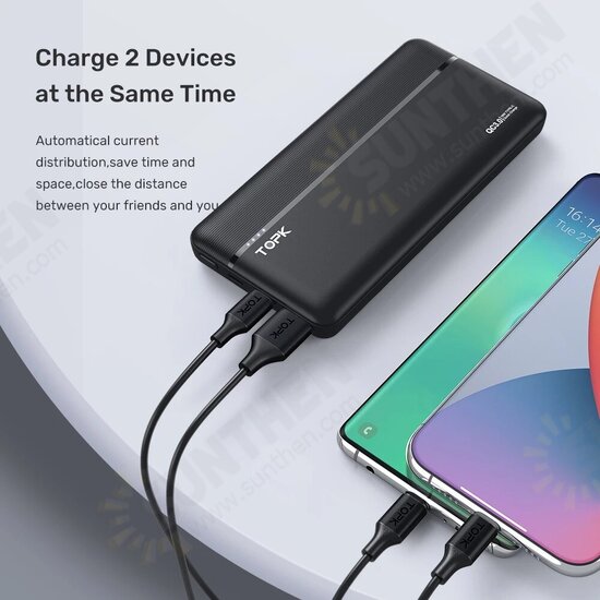 I1015P 10000mAh Power Bank External Battery Power Supply With 18W USB-C PD QC4.0+ & 18W QC3.0 USB-A Support PPS AFC FCP Fast Charging