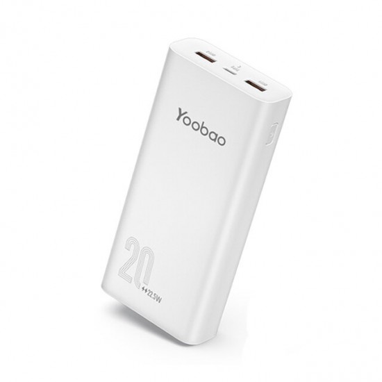 C20Q 22.5W 20000mAh Power Bank Power Supply With 20W USB-C PD+22.5W/18W QC3.0 USB-A Support AFC FCP SCP Fast Charging