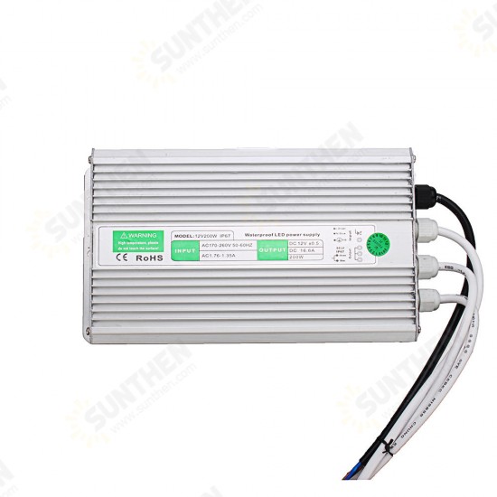 AC110V-240V to DC12V 200W Waterproof Switching Power Supply 235*126*52mm