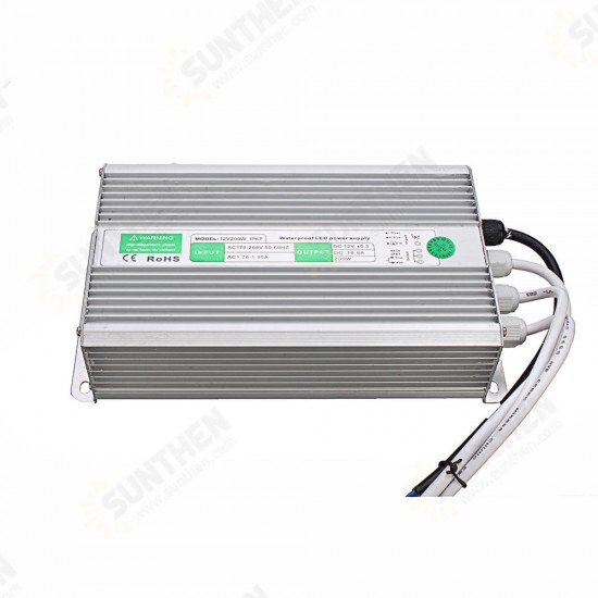 AC110V-240V to DC12V 200W Waterproof Switching Power Supply 235*126*52mm