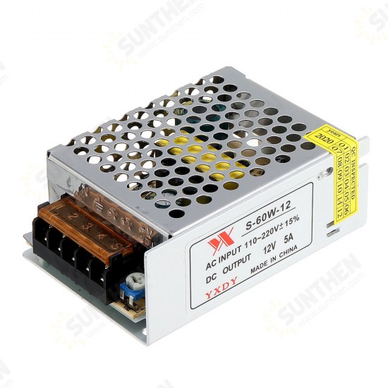 AC 100-240V to DC 12V 5A 60W Switching Power Supply Module Driver Adapter LED Strip Light