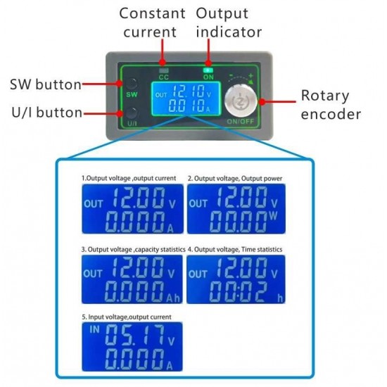 WZ5012L 50V 12A 600W LED Display DC -DC Buck Converter CC CV Step-down Power Module Adjustable Voltage Regulated Power Supply