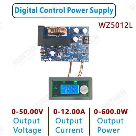 WZ5012L 50V 12A 600W LED Display DC -DC Buck Converter CC CV Step-down Power Module Adjustable Voltage Regulated Power Supply