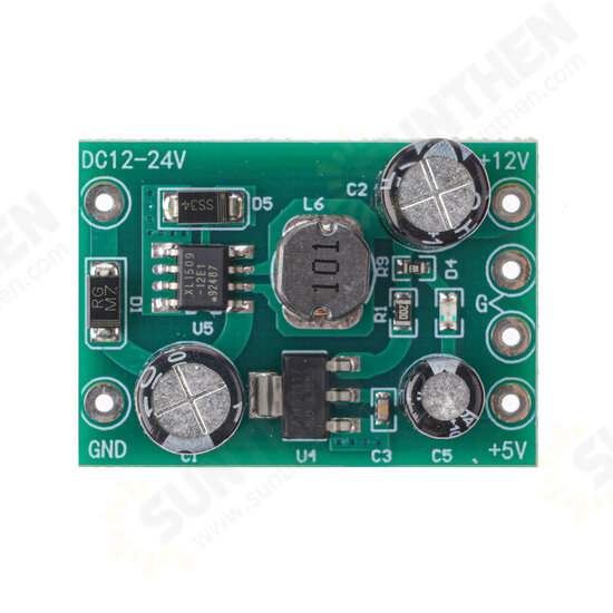 XH-M297 DC12-24V to DC12V 1A + 5V 0.1A DC-DC Non-isolated Switching Power Supply Module