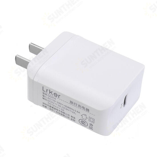 110-240V 18W Type-C USB Quick Wall Charging PD Charger Adapter