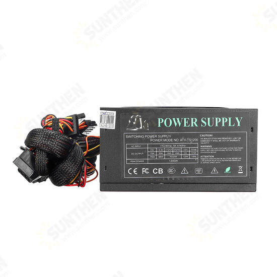 1200W Computer Power Supply Module PC PSU 24Pin SATA 6Pin 4Pin Quiet LED Fan 80 Plus