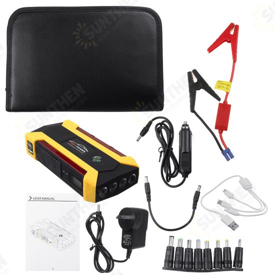 12V 99800mAh Car Jump Starter 4USB 4 Light Modes Emergency Auto Quick Charge Power Bank