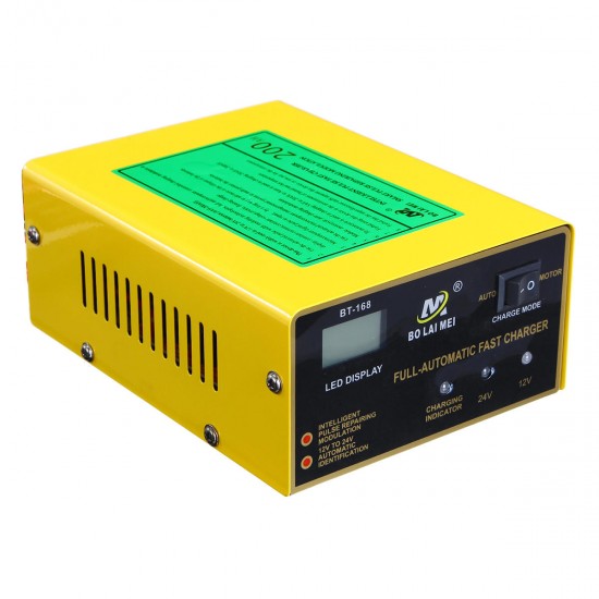 12V/24V 15A Auto Lead Acid Battery Charger Intelligent Pulse Repair LCD For Car Motorcycle