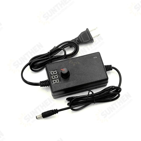 3-12V 3A Adjustable Power Adapter Stepless Speed Voltage Regulated Display Power Supply Adapter