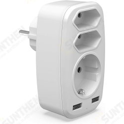 4000W 250V USB Socket Adapter 5in1 Multiple Plug 3 Way Double Euro 1 Schuko Multi with 2 USB Adapters 2.4A for iPhone Mobile with Child Safety Lock 4000W 250V USB Socket Adapter 5in1 Multiple Plug 3 Way Double Euro 1 Schuko Multi with 2 USB Adapters 2.4A for iPhone Mobile with Child Safety Lock