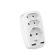 4000W 250V USB Socket Adapter 5in1 Multiple Plug 3 Way Double Euro 1 Schuko Multi with 2 USB Adapters 2.4A for iPhone Mobile with Child Safety Lock