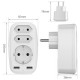 4000W 250V USB Socket Adapter 5in1 Multiple Plug 3 Way Double Euro 1 Schuko Multi with 2 USB Adapters 2.4A for iPhone Mobile with Child Safety Lock